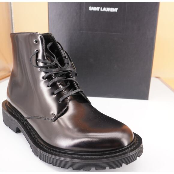 Saint Laurent Cesna 20 Lace-Up Loafer Ankle Army Boot SZ 39.5 NIB YSL $995 Black - Picture 1 of 12